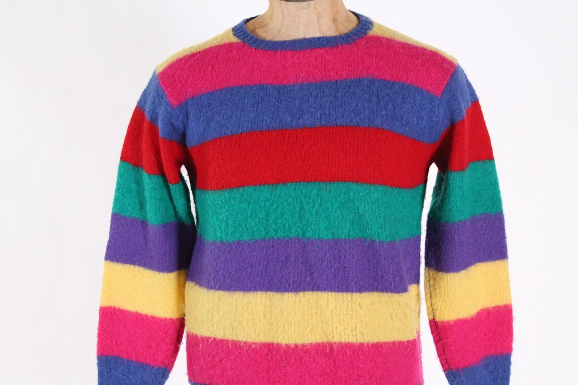Vintage Ralph Lauren POLO sweater rainbow stripe wool mohair | Etsy
