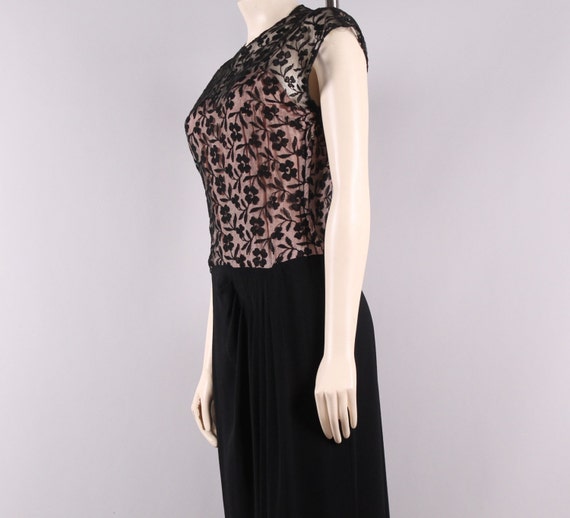 vintage 1930s black illusion lace draped dress an… - image 3