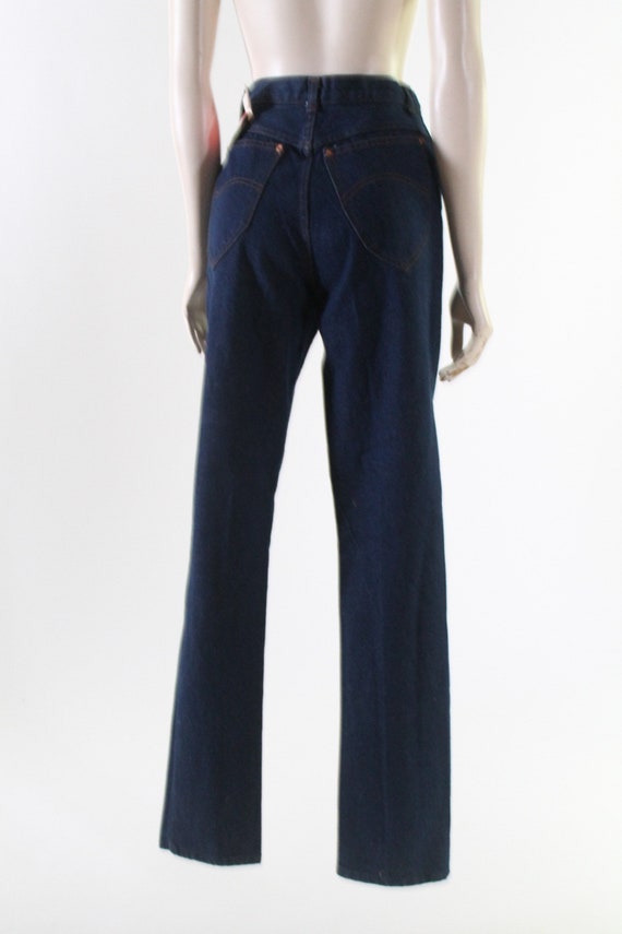 vintage 70s high waist jeans dark blue denim rock… - image 7