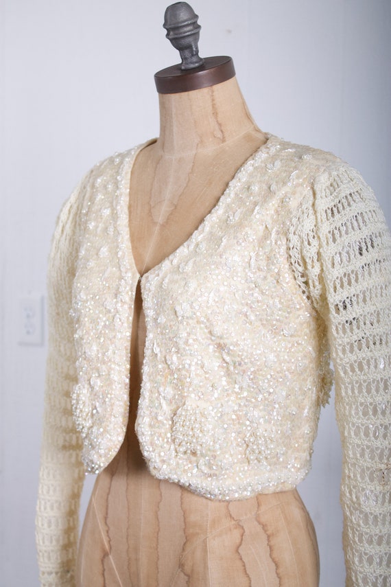 50s Sequin + Beaded Cardigan sweater Pin Up vinta… - image 4
