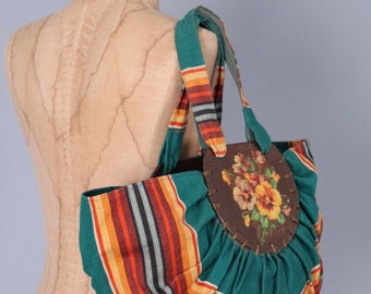 Buy Vintage 1930s Bonnie Bag Purse Green Awning Stripe Canvas 