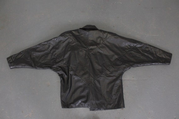 1980s batwing leather jacket snakeskin print over… - image 8