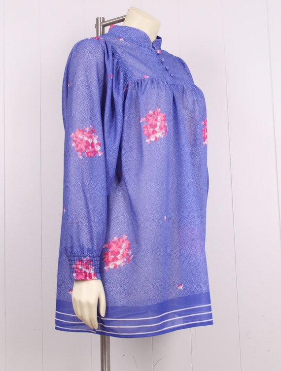 vintage sheer tunic blouse mini dress purple + pi… - image 3