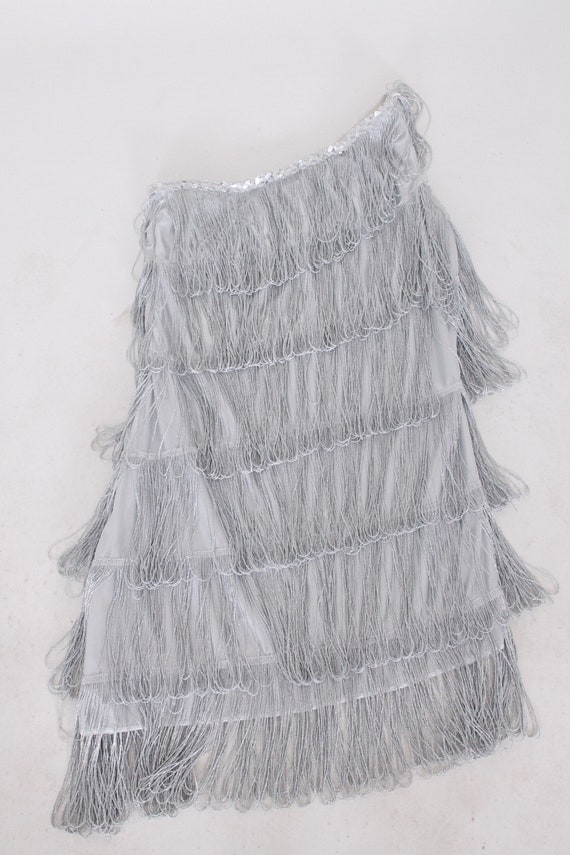 silver metallic flapper dress sequin + metallic f… - image 9