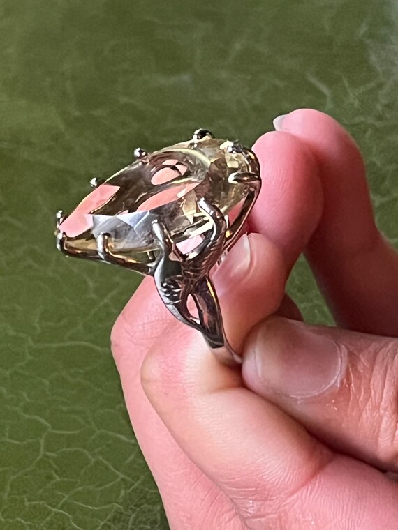 Sterling silver + Citrine statement ring large ge… - image 2