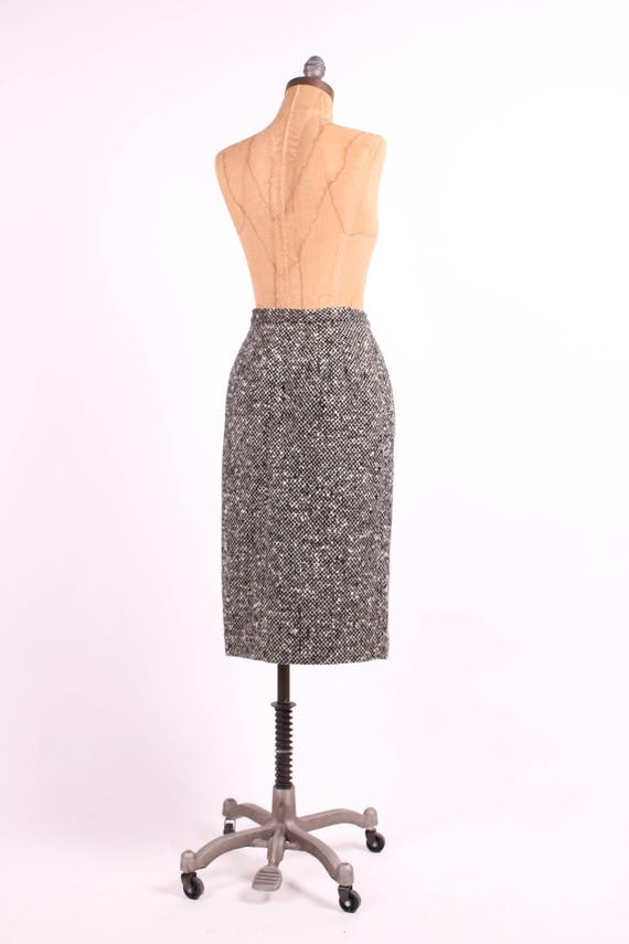 1950s salt + pepper pencil skirt high waist tweed… - image 3