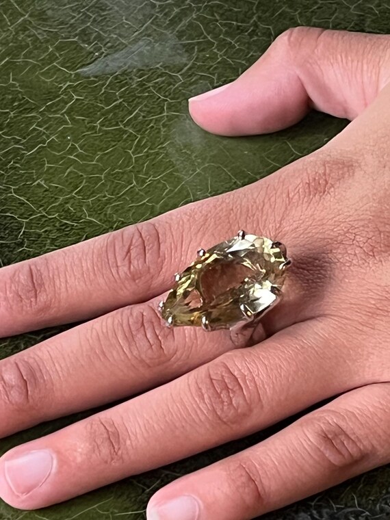 Sterling silver + Citrine statement ring large ge… - image 8