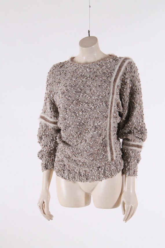 vintage hand knit 70s slouchy angora sweater slub 