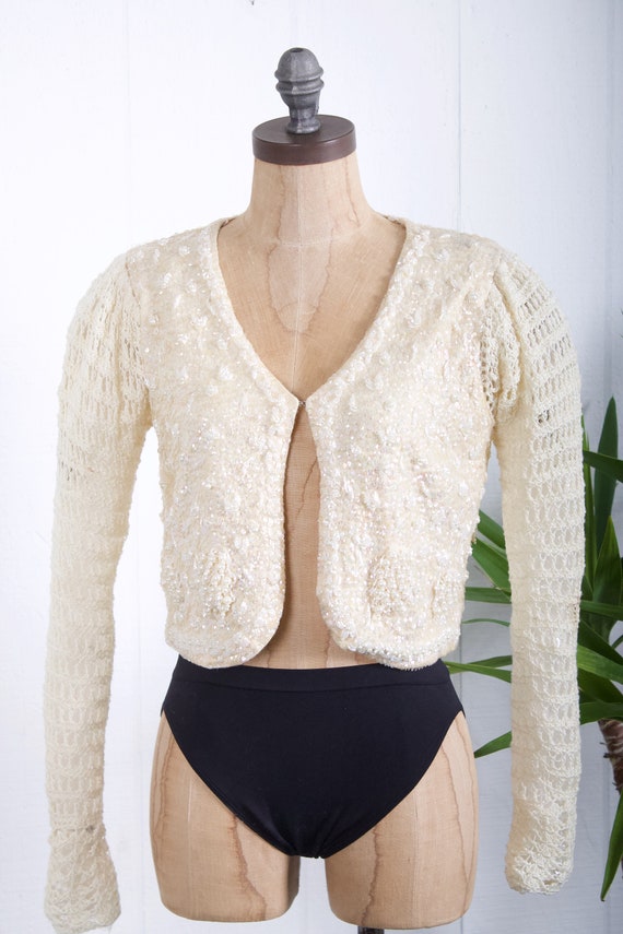 50s Sequin + Beaded Cardigan sweater Pin Up vinta… - image 8