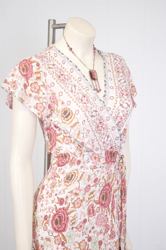 art nouveau style wrap dress flower print rayon r… - image 8