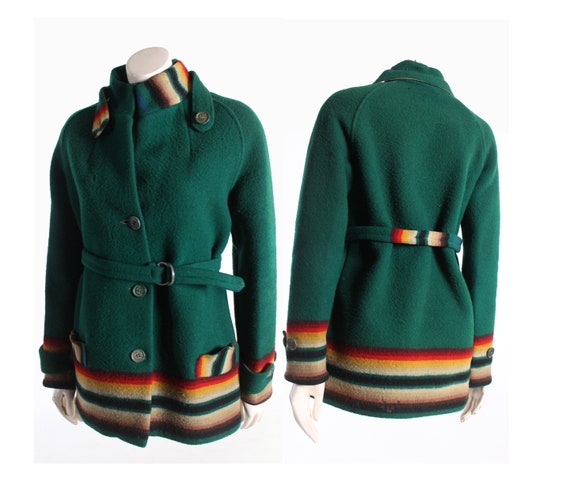 early 1900s PENDLETON wool trade blanket coat gree