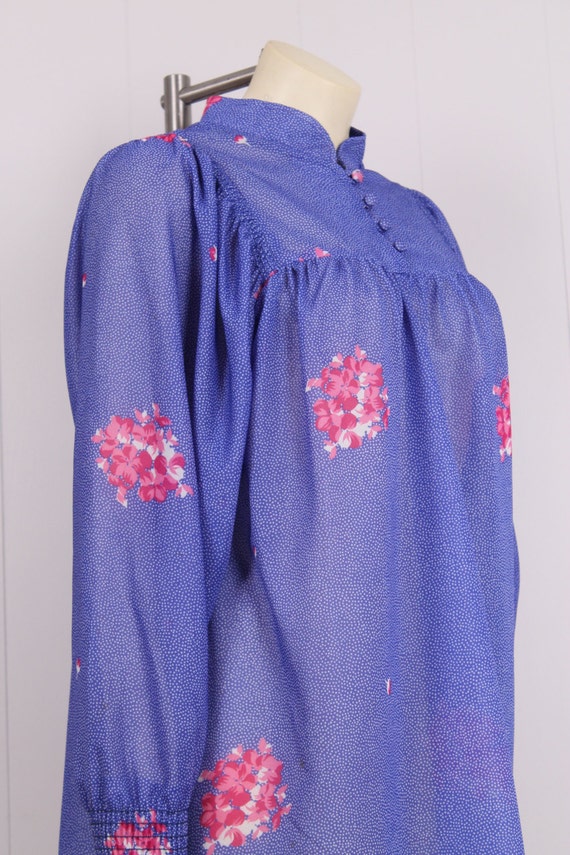 vintage sheer tunic blouse mini dress purple + pi… - image 2