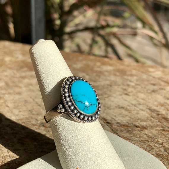 Antique Persian Turquoise + sterling silver ring - image 1