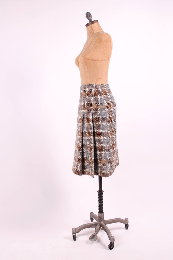 1950s tweed pencil skirt high waist gray + brown … - image 3