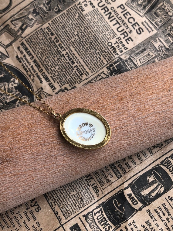 Limoges France necklace hand painted porcelain portra… Gem