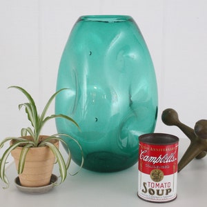 vintage BLENKO 921-L pinched sea foam art glass vase retro 1950s mid century modern Winslow Anderson