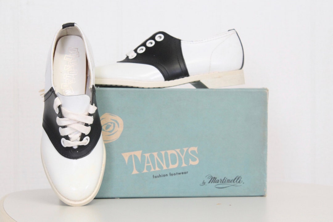 Vintage 1950s Saddle Shoes Black White Oxford Dance Mad Men Size 5 5 Il 1080xN.4779621423 Piwl