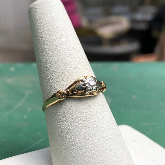 Vintage Black Enamel and Diamond Ring, Solid 14K Yellow Gold Antique  Cocktail Ring, Genuine Fine Jewelry from 1940s