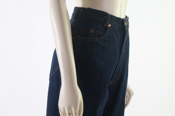 vintage 70s high waist jeans dark blue denim rock… - image 5
