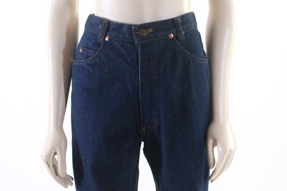 vintage 70s high waist jeans dark blue denim rock… - image 3