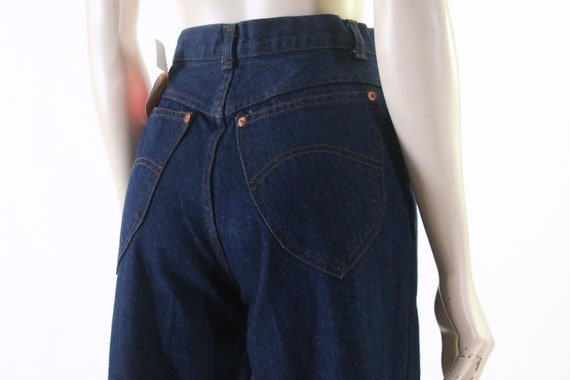 vintage 70s high waist jeans dark blue denim rock… - image 4