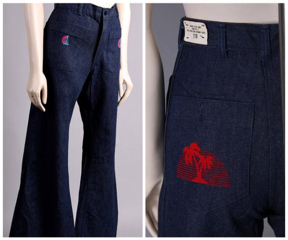 Vtg NOS ship military Navy denim blue jeans bell b