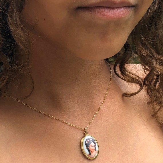 Limoges France necklace hand painted porcelain portra… Gem