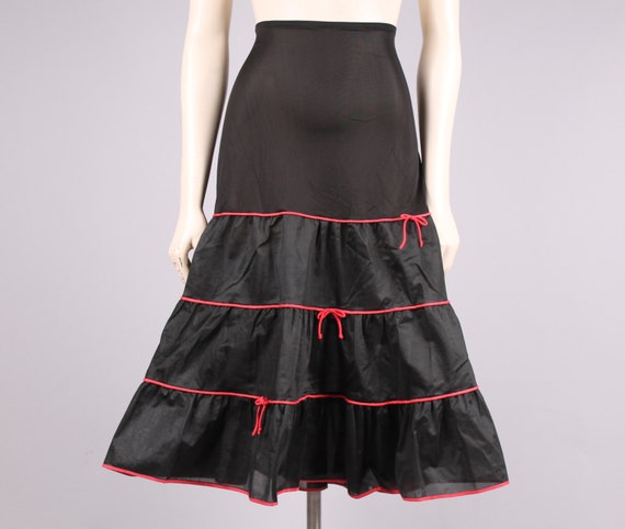 vintage 1950s Luxite slip lingerie black & red bo… - image 1