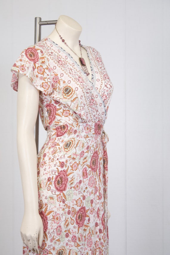 art nouveau style wrap dress flower print rayon r… - image 7