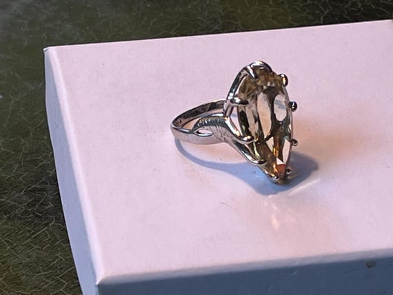 Sterling silver + Citrine statement ring large ge… - image 11