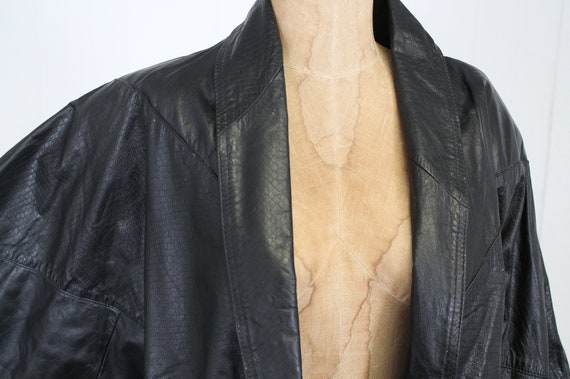 1980s batwing leather jacket snakeskin print over… - image 6
