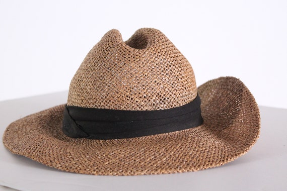 Vintage 1950s Chilean Straw Panama Hat Jungle Fedora Mid  display picture 3