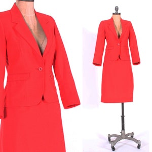 vintage 1960s Executive Suite 2 piece suit red dress skirt blazer jacket set small made in USA