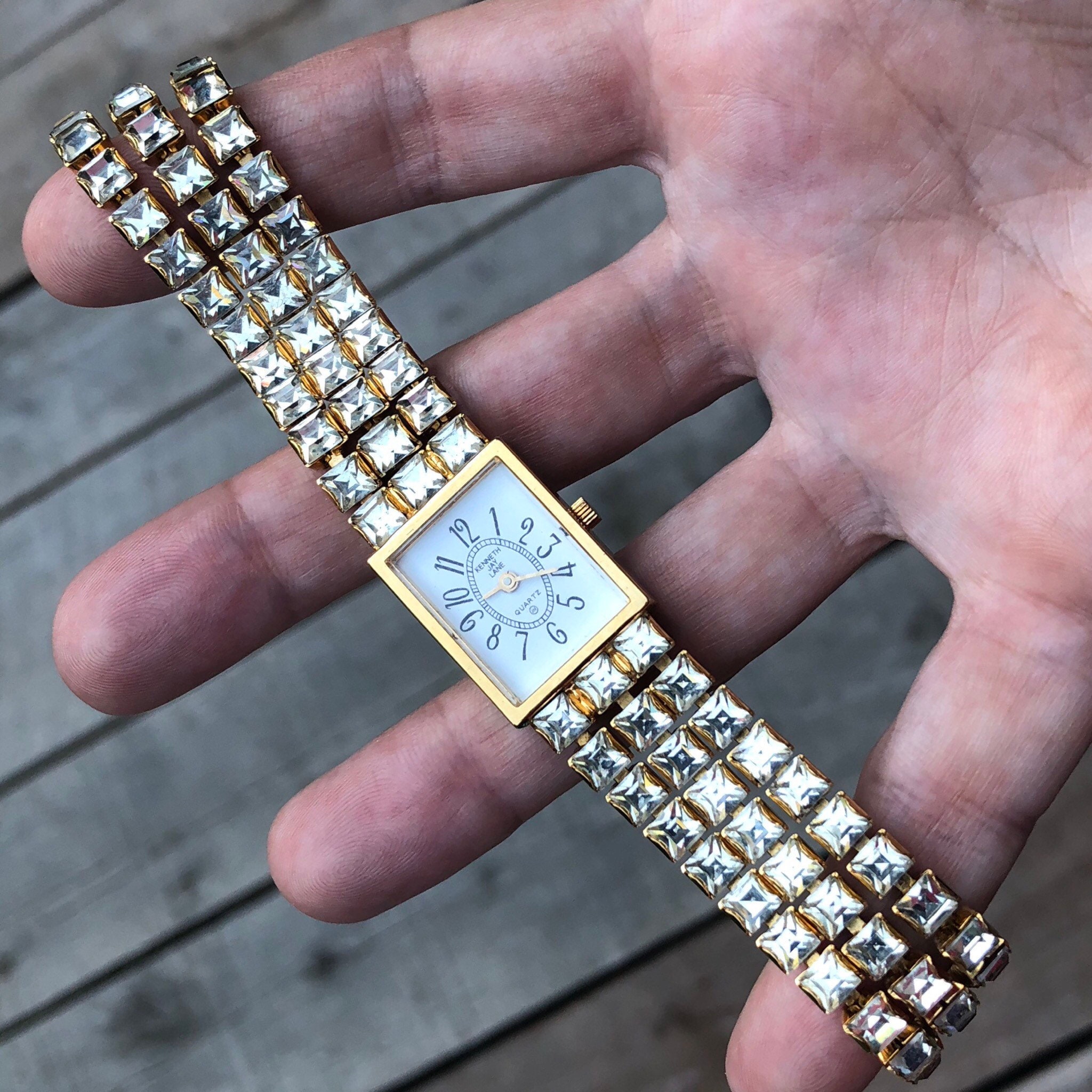 Kenneth Jay Lane Rhinestone Watch Vintage KJL Designer  display picture 2