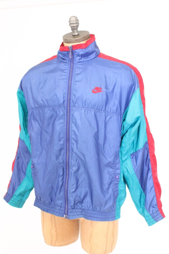 Vintage Nike Color Block Nylon Windbreaker Wind Runner Blue Red