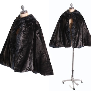 antique Brown velvet cape 1920s art deco opera coat flapper victorian fur jacket one size fits most