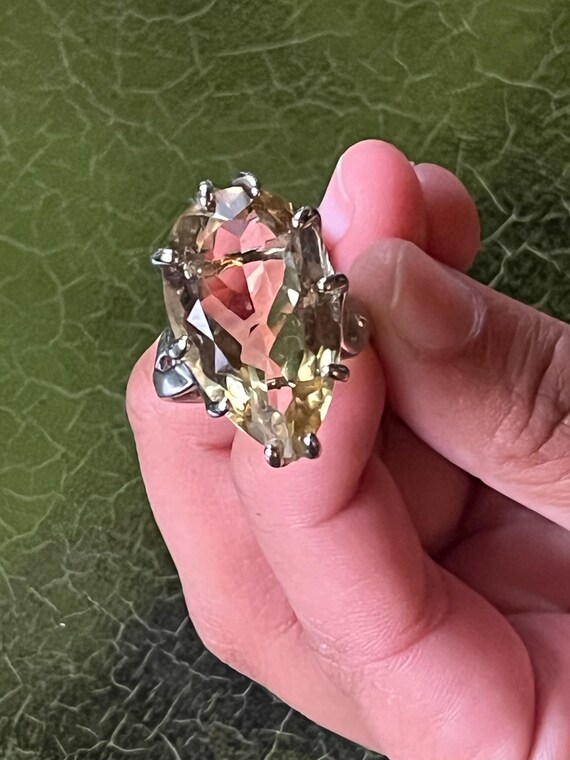 Sterling silver + Citrine statement ring large ge… - image 4