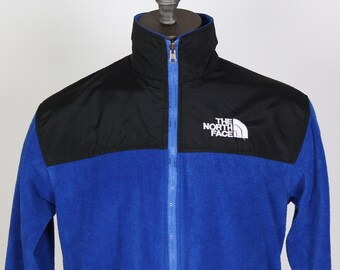 Vintage North Face Coat Windstopper Blue + Black Gore Tex Fleece Zippered Jacket Unisex Medium