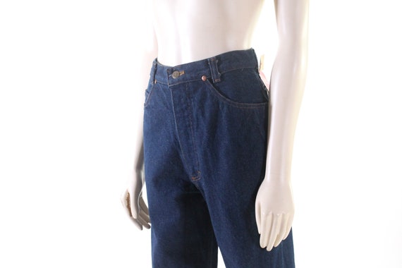 vintage 70s high waist jeans dark blue denim rock… - image 8