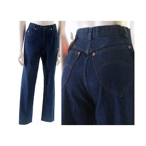 vintage 70s high waist jeans dark blue denim rockabilly new/old deadstock 27 x 32