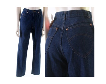 vintage 70s high waist jeans dark blue denim rockabilly new/old deadstock 27 x 32