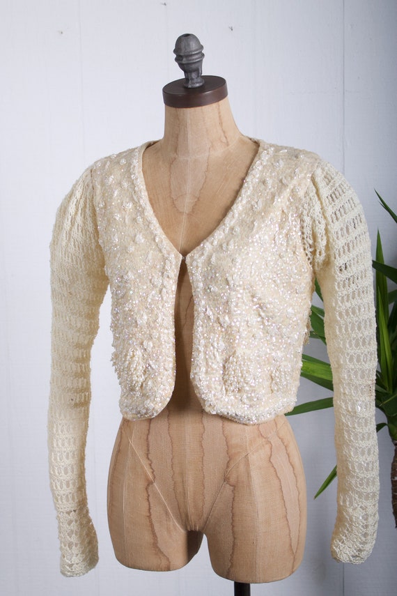 50s Sequin + Beaded Cardigan sweater Pin Up vinta… - image 7