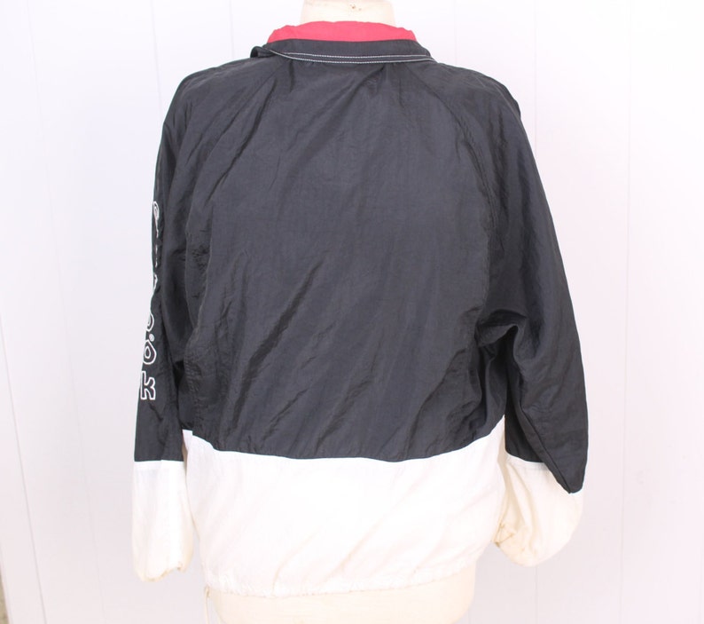 REEBOK vintage 1990s Black white red Nylon Windbreaker Jacket Mens small image 4