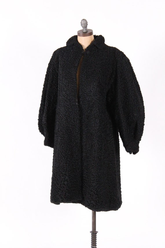 Vintage Persian lamb fur coat black curly lamb sk… - image 3