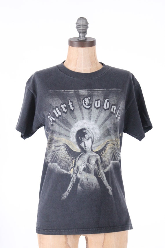 Vintage Kurt Cobain Nirvana Concert Shirt 1990s Screenprint Black