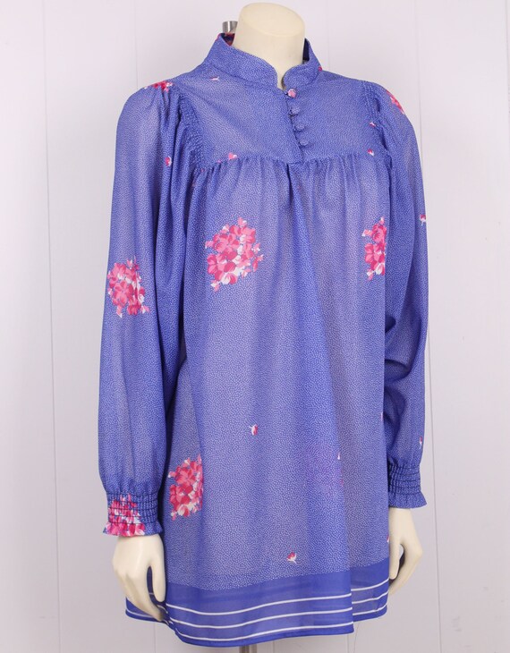 vintage sheer tunic blouse mini dress purple + pin