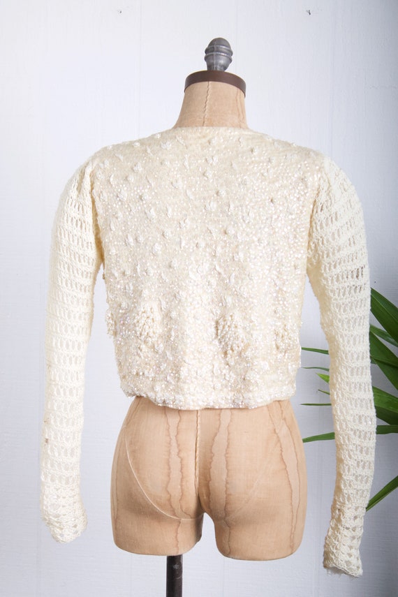 50s Sequin + Beaded Cardigan sweater Pin Up vinta… - image 5