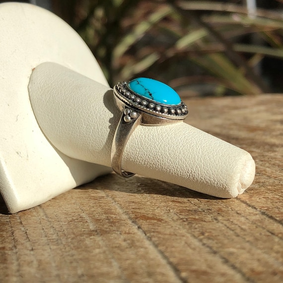 Antique Persian Turquoise + sterling silver ring - image 2