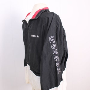 REEBOK vintage 1990s Black white red Nylon Windbreaker Jacket Mens small image 3