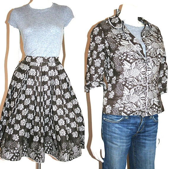 vintage 1950s 1960s 2 pc dress set mad men secret… - image 1